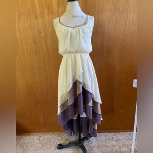 Dreamy v-neck high low dress with ombre fluttery ruffles - modcloth